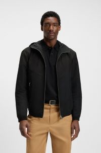 Water-repellent hooded jacket in washable poplin, Black