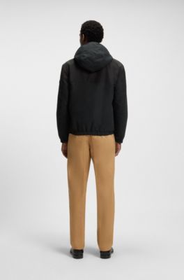 Water-repellent hooded jacket in microfibre poplin, Black