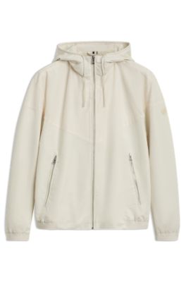Water-repellent hooded jacket in microfibre poplin, Natural