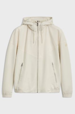 Water-repellent hooded jacket in microfibre poplin, Natural