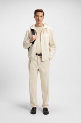 Vattenavst&ouml;tande jacka med huva i poplin av mikrofiber, Naturf&auml;rg