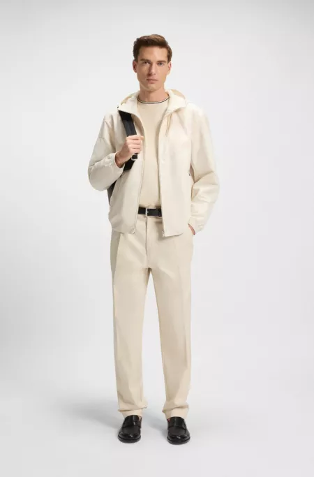 Veste à capuche en popeline microfibre déperlante