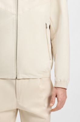 Vattenavst&ouml;tande jacka med huva i poplin av mikrofiber, Naturf&auml;rg