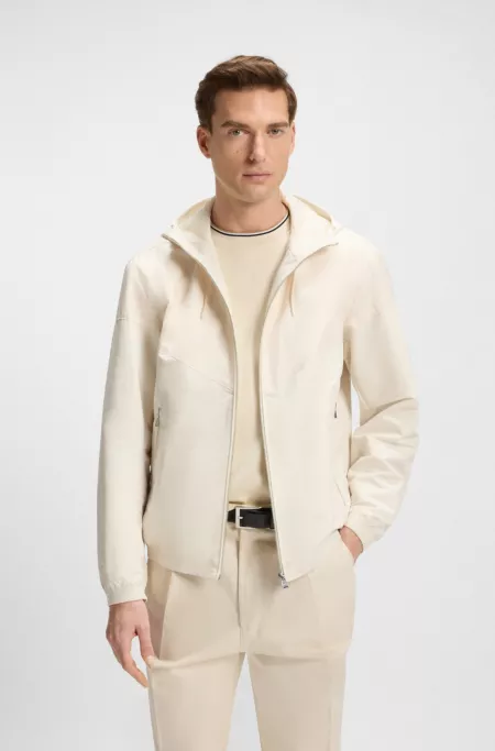 Veste à capuche en popeline microfibre déperlante