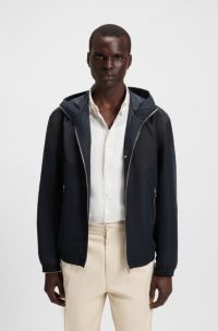 Water-repellent hooded jacket in washable poplin, Dark Blue