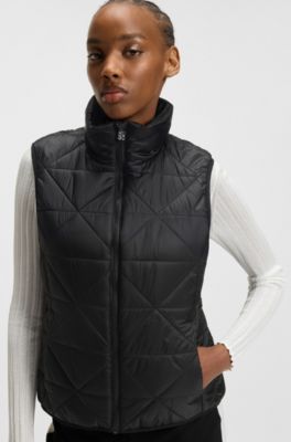 Padded gilet with triangle quilting, Black
