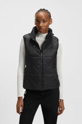Padded gilet with triangle quilting, Black