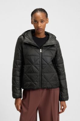 Water-repellent jacket with triangle quilting, Black