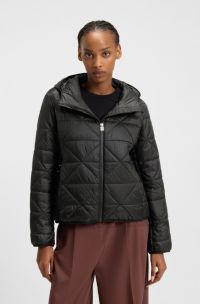 Veste déperlante avec matelassage à motif triangle, Noir