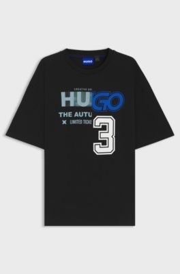 Cotton-jersey T-shirt with logo artwork, Black
