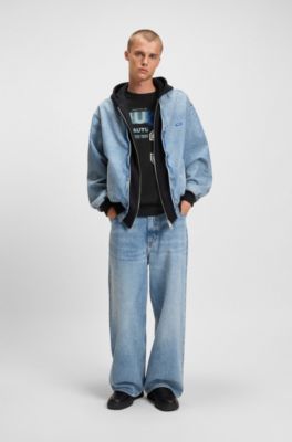 Cotton-jersey T-shirt with logo artwork, Black