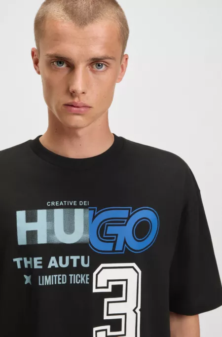 Cotton-jersey T-shirt with logo artwork