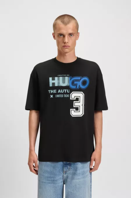 Cotton-jersey T-shirt with logo artwork
