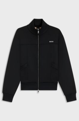 Zip-up sweatshirt with contrast logo, Black