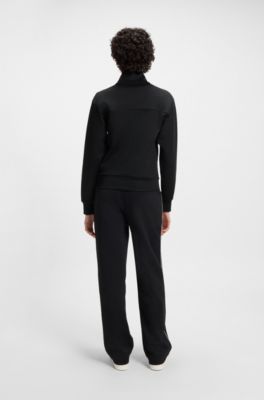 Zip-up sweatshirt with contrast logo, Black