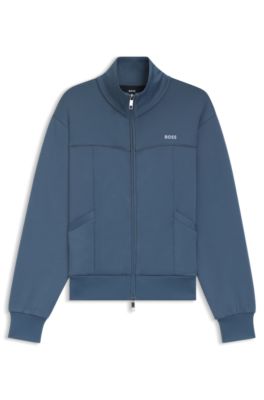 Sweatshirt met rits en contrasterend logo, Blauw