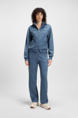 Sweatshirt met rits en contrasterend logo, Blauw