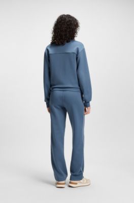 Sweatshirt met rits en contrasterend logo, Blauw