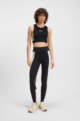 Active top in stretch interlock with cutout details, Black