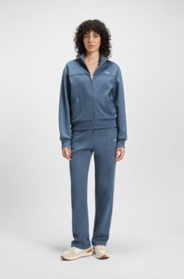 Straight-Fit Jogginghose mit Kontrast-Logo und -Paspeln, Blau