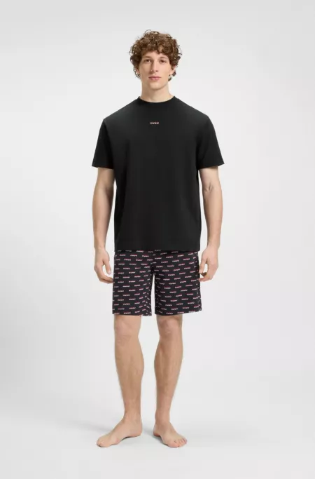 Relaxed-fit pyjama T-shirt in cotton with logo print
