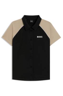 Active button-up top with monogram jacquard fabric 1