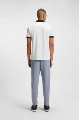 Feuchtigkeitsableitendes Poloshirt aus elastischem Baumwoll-Mix mit Piqu&eacute;-Struktur, Wei&szlig;