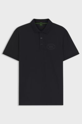Cotton-blend polo shirt in moisture-wicking stretch piqu&eacute;, Dark Blue