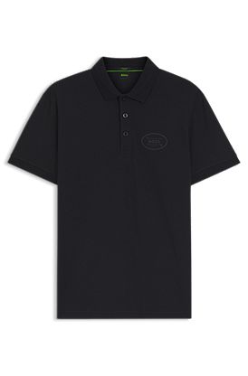 Cotton-blend polo shirt in moisture-wicking stretch piqué