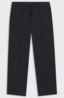 Cargo trousers with pintuck pleats, Dark Blue