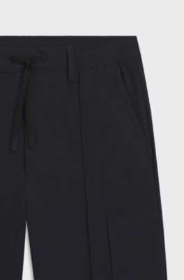 Pantaloni cargo con pieghe nervate, Blu scuro
