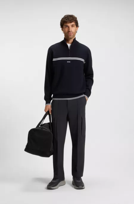 Cargo trousers with pintuck pleats