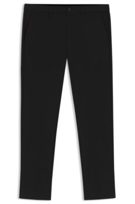 Slim-fit trousers in water-repellent easy-iron fabric, Black