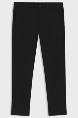 Slim-fit trousers in water-repellent easy-iron fabric, Black