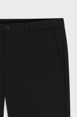 Slim-fit trousers in water-repellent easy-iron fabric, Black