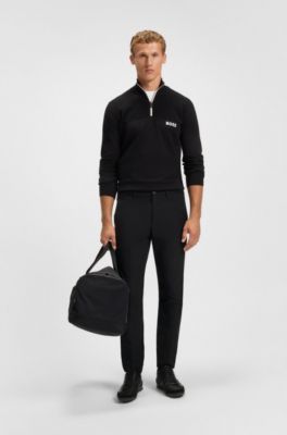 Pantaloni slim fit in tessuto idrorepellente facile da stirare, Nero