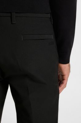 Slim-fit trousers in water-repellent easy-iron fabric, Black