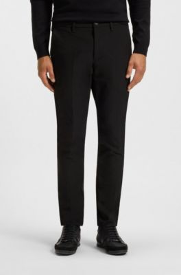 Slim-fit trousers in water-repellent easy-iron fabric, Black