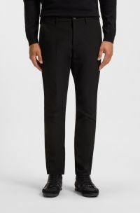Pantaloni slim fit in tessuto idrorepellente facile da stirare, Nero