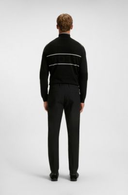 Slim-fit trousers in water-repellent easy-iron fabric, Black