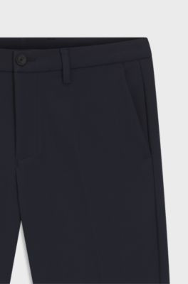 Slim-fit trousers in water-repellent easy-iron fabric, Dark Blue