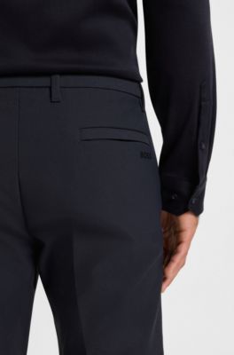 Slim-fit trousers in water-repellent easy-iron fabric, Dark Blue
