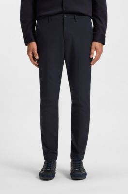 Slim-fit trousers in water-repellent easy-iron fabric, Dark Blue