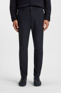 Pantaloni slim fit in tessuto idrorepellente facile da stirare, Blu scuro