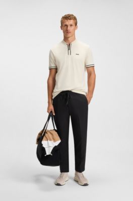 Wasserabweisende Hose aus leichtem, b&uuml;gelleichtem Gewebe, Schwarz