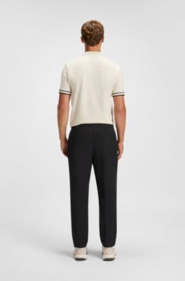 Pantalon d&eacute;perlant en tissu l&eacute;ger facile &agrave; repasser, Noir