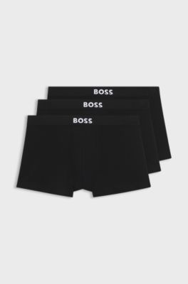 Three-pack of trunks in stretch cotton, Black