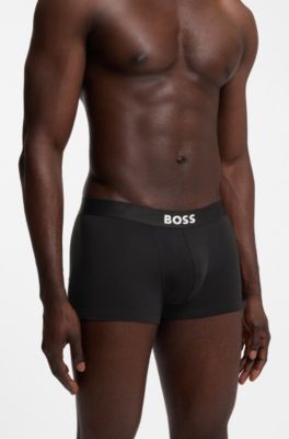 Three-pack of stretch-cotton trunks with logo waistbands, Black