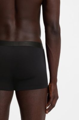 Three-pack of stretch-cotton trunks with logo waistbands, Black