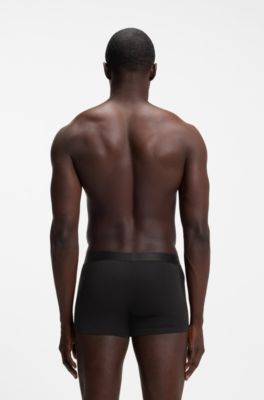 Three-pack of stretch-cotton trunks with logo waistbands, Black